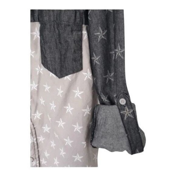 Ditch Plains Roll Tab Long Sleeve Button Front Black Printed Western Shirt M - Picture 8 of 12